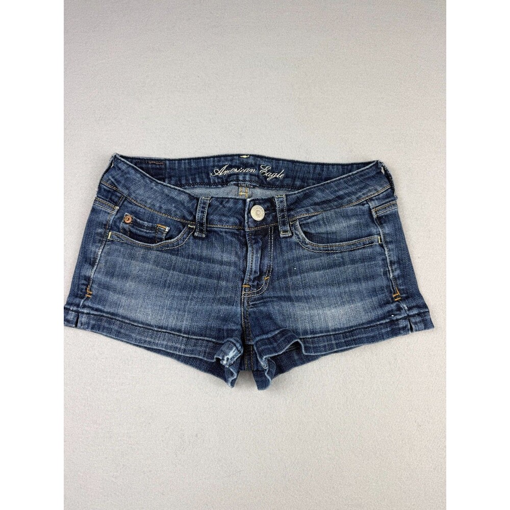 American Eagle Low Rise Micro Mini Denim Jean Shorts 2 Booty Preppy Y2K Mallcore